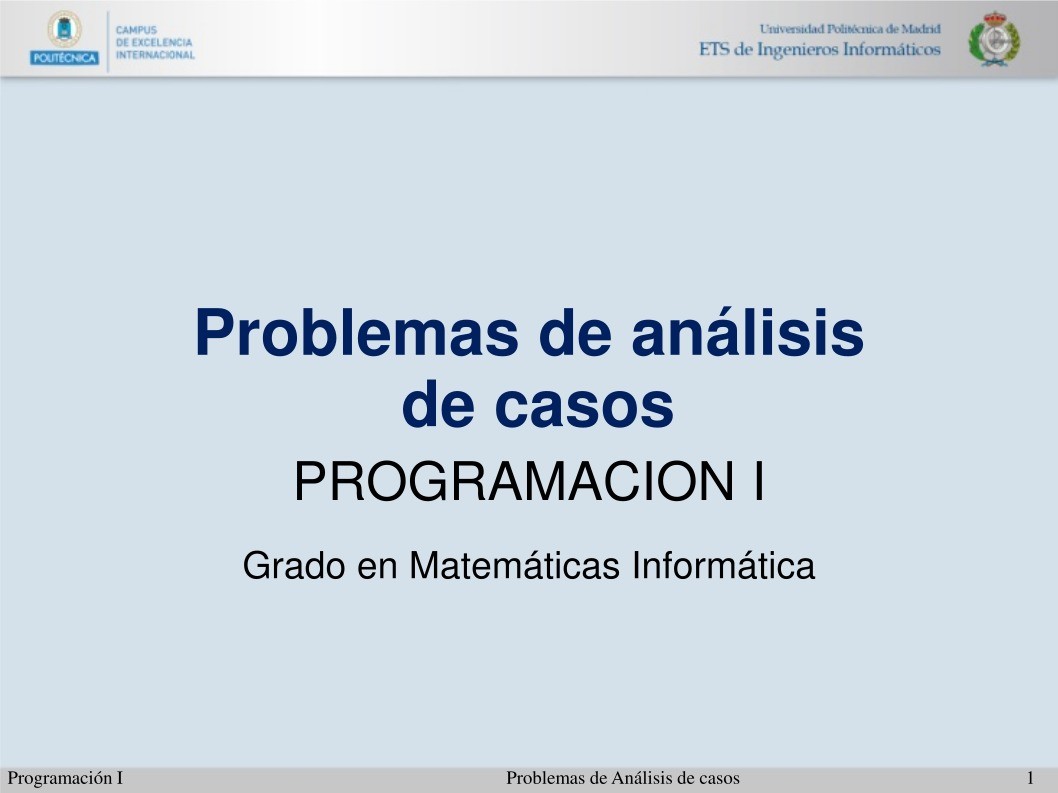 Imágen de pdf Problemas de análisis de casos - Programación I