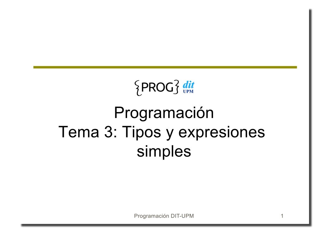 Imágen de pdf Tema 3: Tipos y expresiones simples