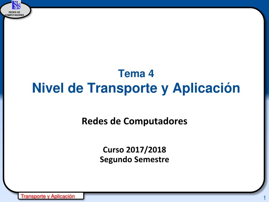 Imágen de pdf Tema 4 - Nivel de Transporte y Aplicación