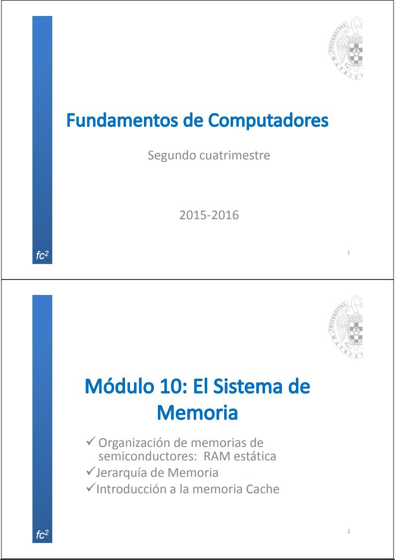 Imágen de pdf Módulo 10: El sistema de memoria - Fundamentos de computadores