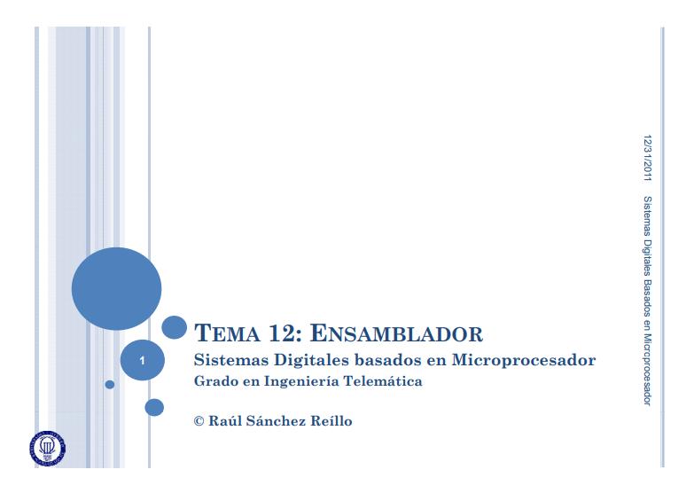Imágen de pdf Tema 12: Ensamblador - Sistemas Digitales basados en Microprocesador