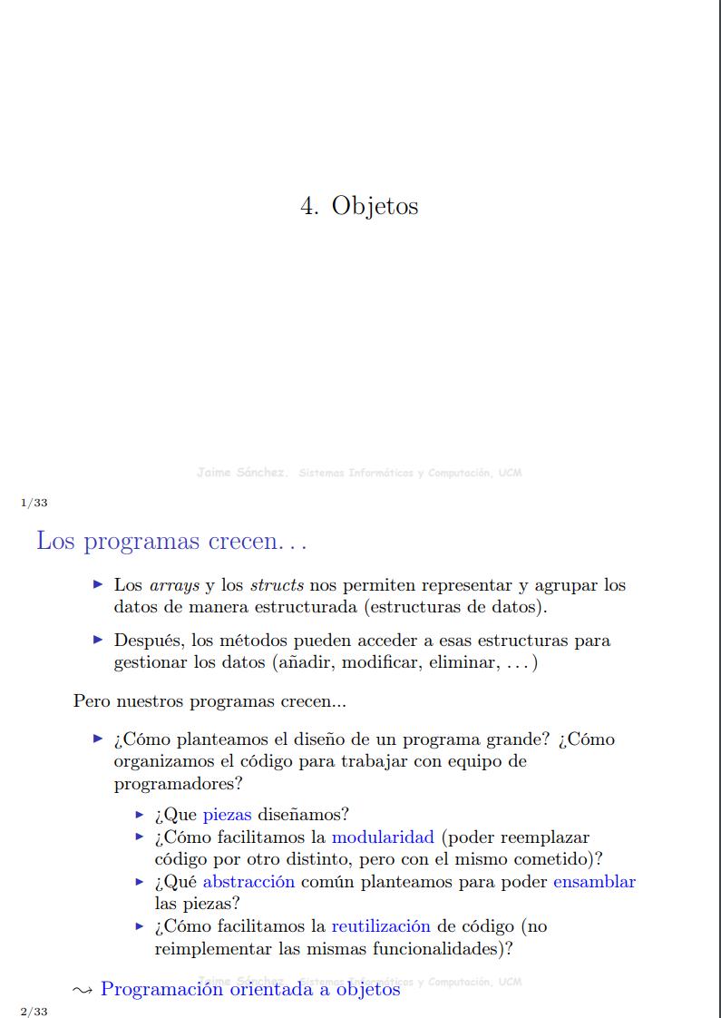 Imágen de pdf 4. Objetos - Fundamentos de la Programación - Grado en Desarrollo de videojuegos