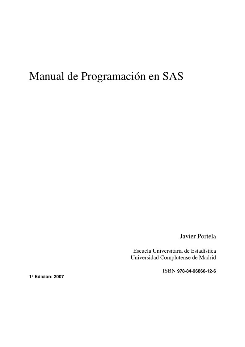 Imágen de pdf Manual de Programación en SAS