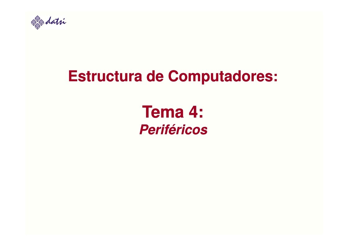 Imágen de pdf Tema 4: Periféricos - Estructura de Computadores