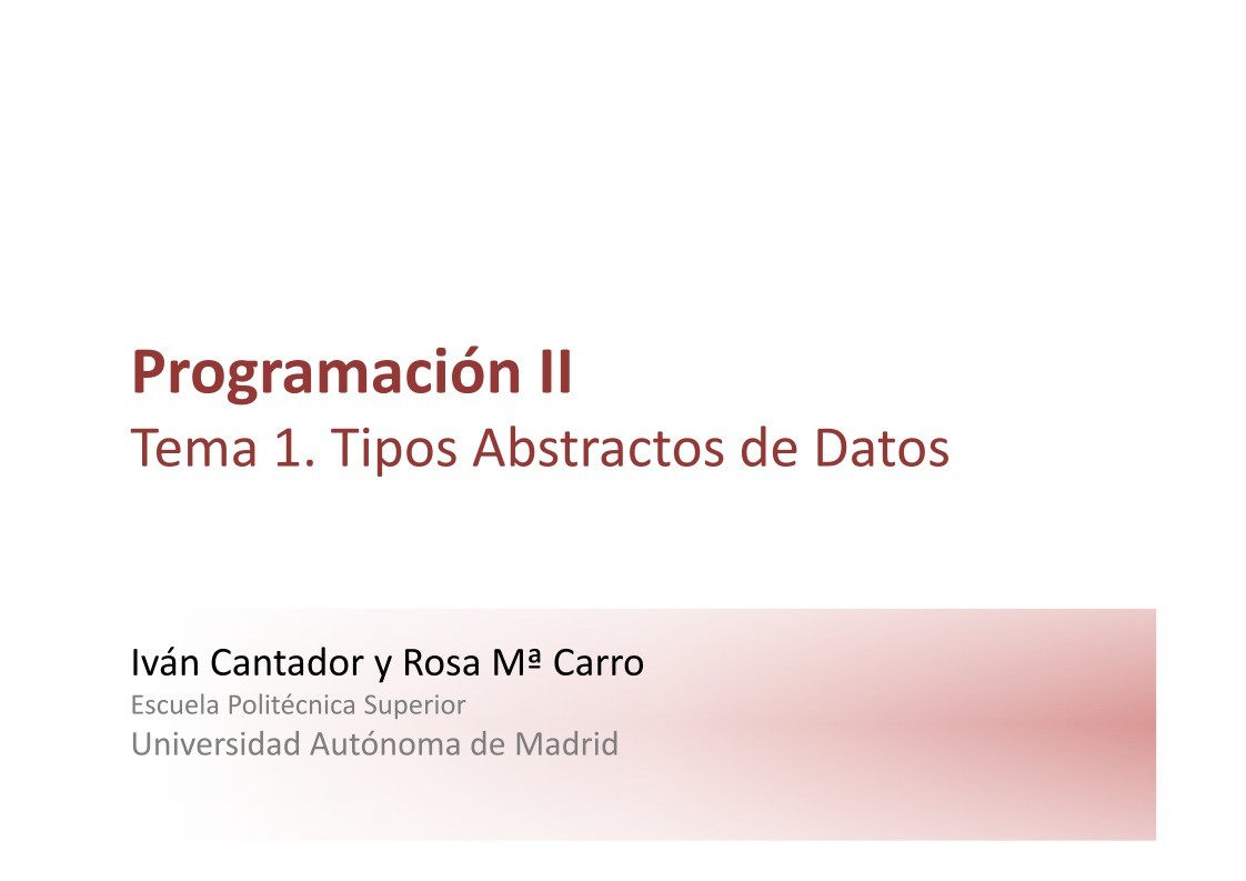 Imágen de pdf Tema 1. Tipos Abstractos de Datos - Programación II
