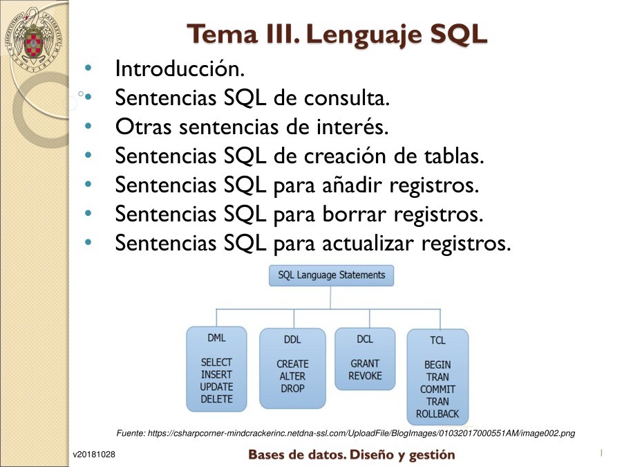 Imágen de pdf Tema III. Lenguaje SQL