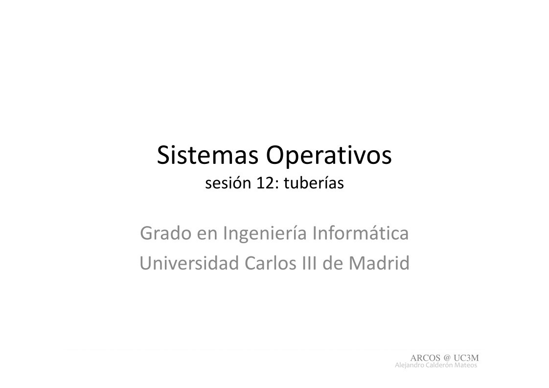 Imágen de pdf Sesión 12: tuberías - Sistemas Operativos