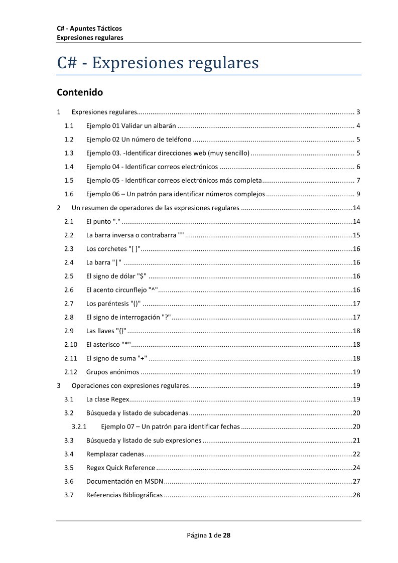 Imágen de pdf C Sharp - Expresiones Regulares