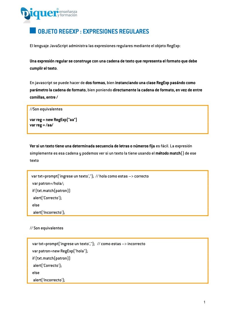 Imágen de pdf Objeto RegExp: Expresiones regulares