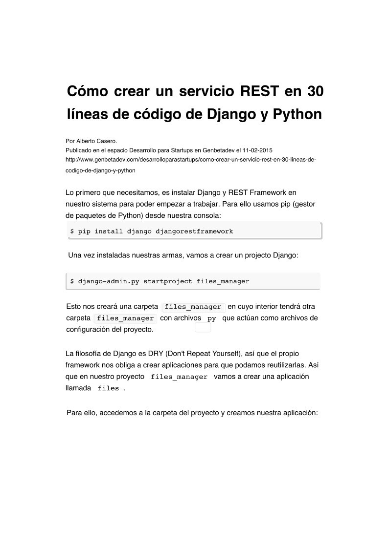 Imágen de pdf Cómo crear un servicio REST en 30 líneas de código de Django y Python