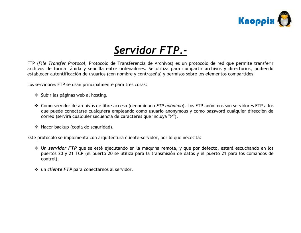 Imágen de pdf Servidor FTP - Knoppix