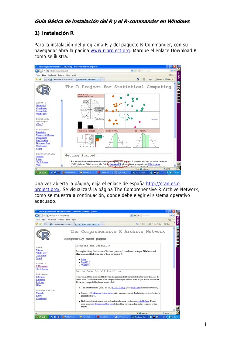 Imágen de pdf Guía Básica de instalación del R y el R-commander en Windows