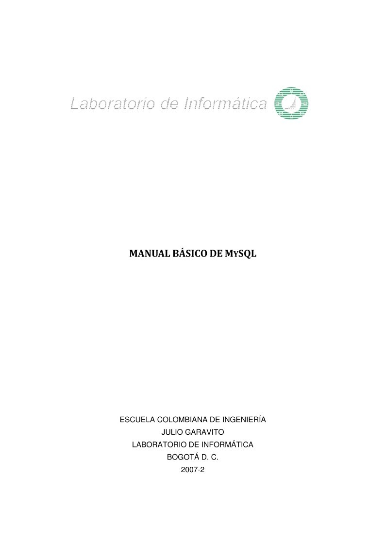 Imágen de pdf Manual Básico de MySQL