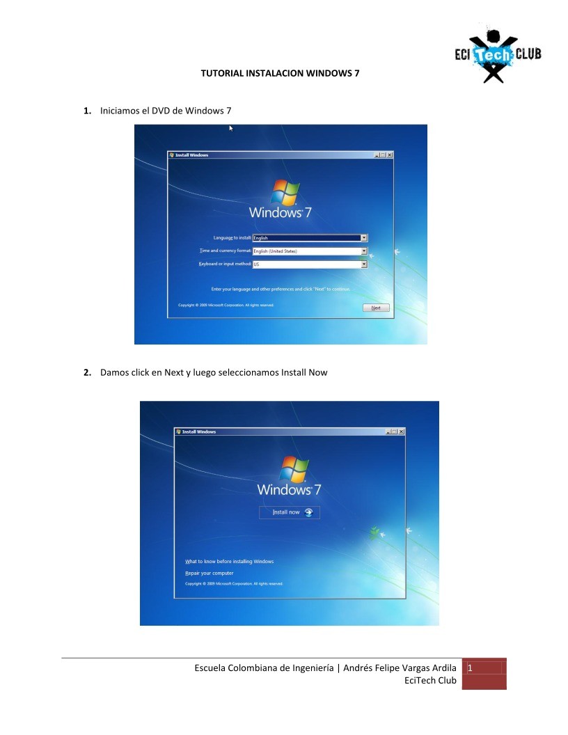 Imágen de pdf Tutorial instalacion Windows7