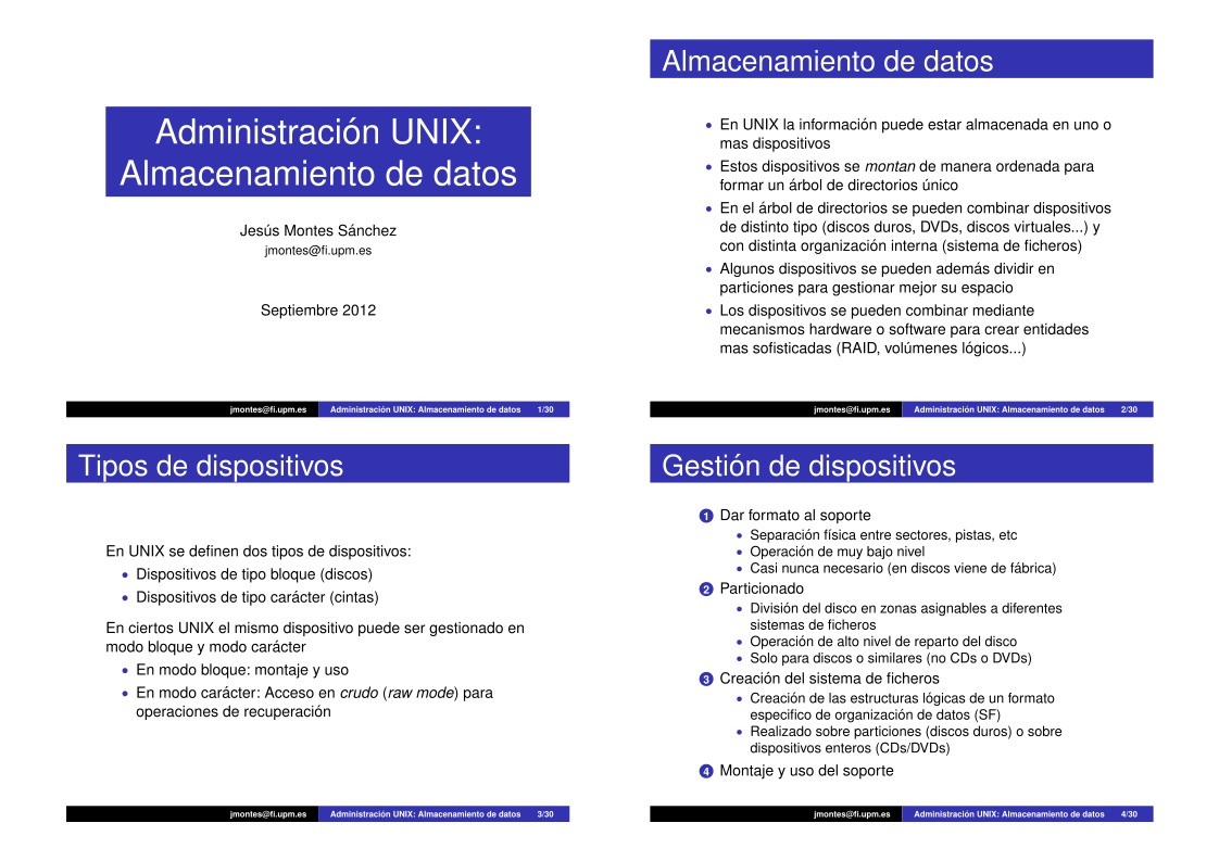 Imágen de pdf Administración UNIX: Almacenamiento de datos