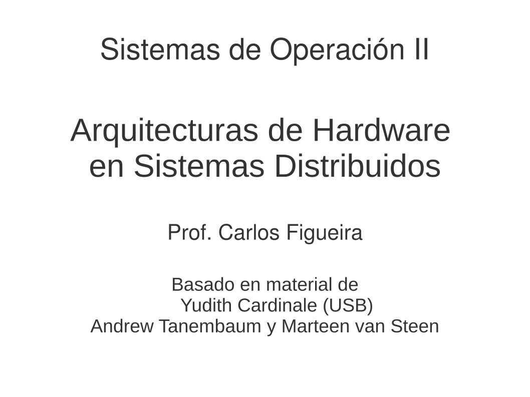 Imágen de pdf Arquitecturas de Hardware en Sistemas Distribuidos - Sistemas de Operación II