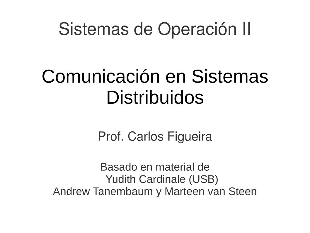 Imágen de pdf Comunicación en Sistemas Distribuidos - Sistemas de Operación II