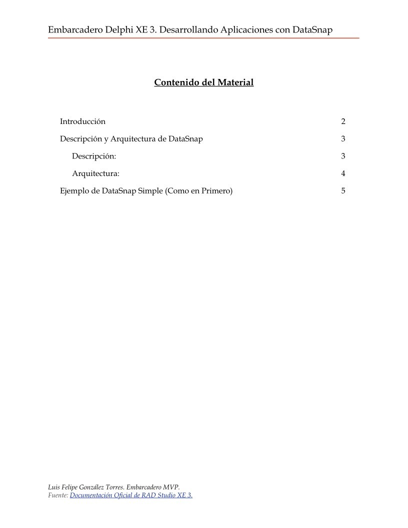 Imágen de pdf Embarcadero Delphi XE 3. Desarrollando Aplicaciones con DataSnap