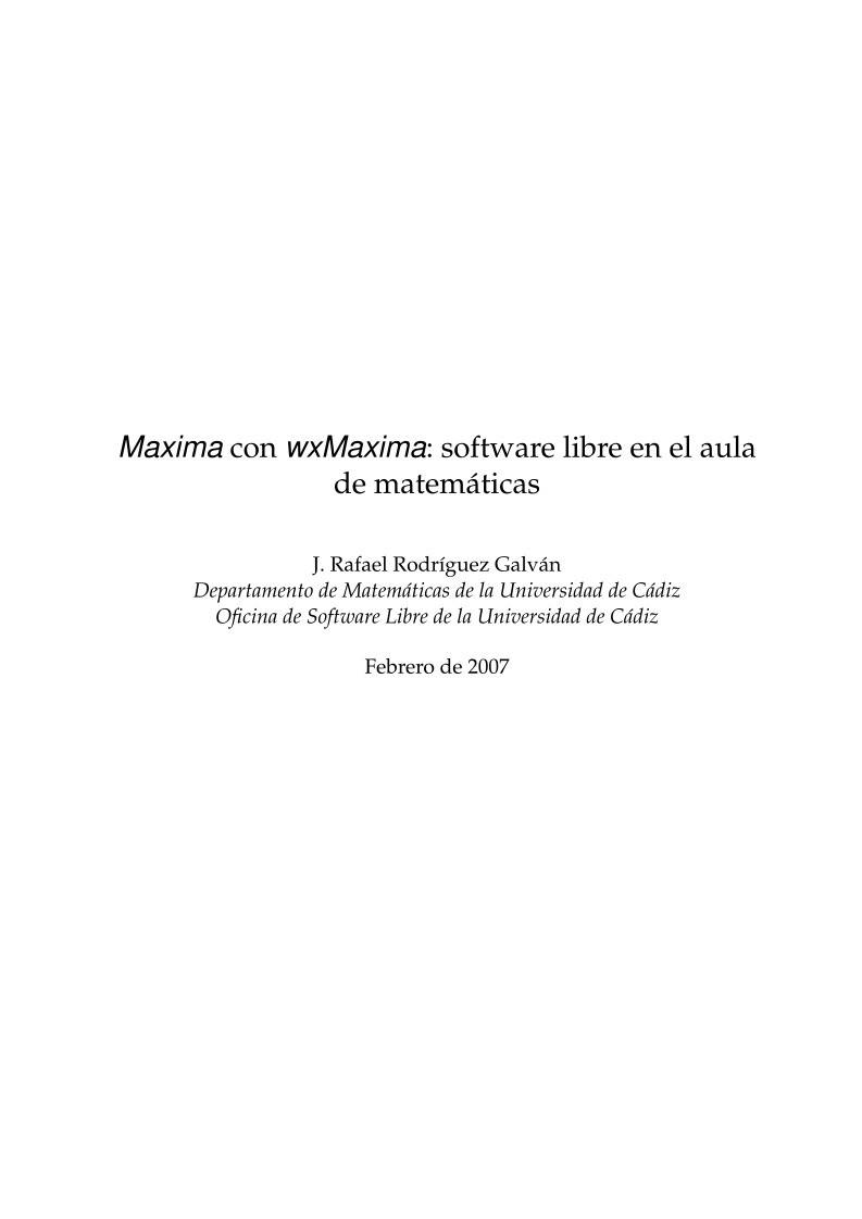 Imágen de pdf Maxima con wxMaxima: software libre en el aula de matemáticas