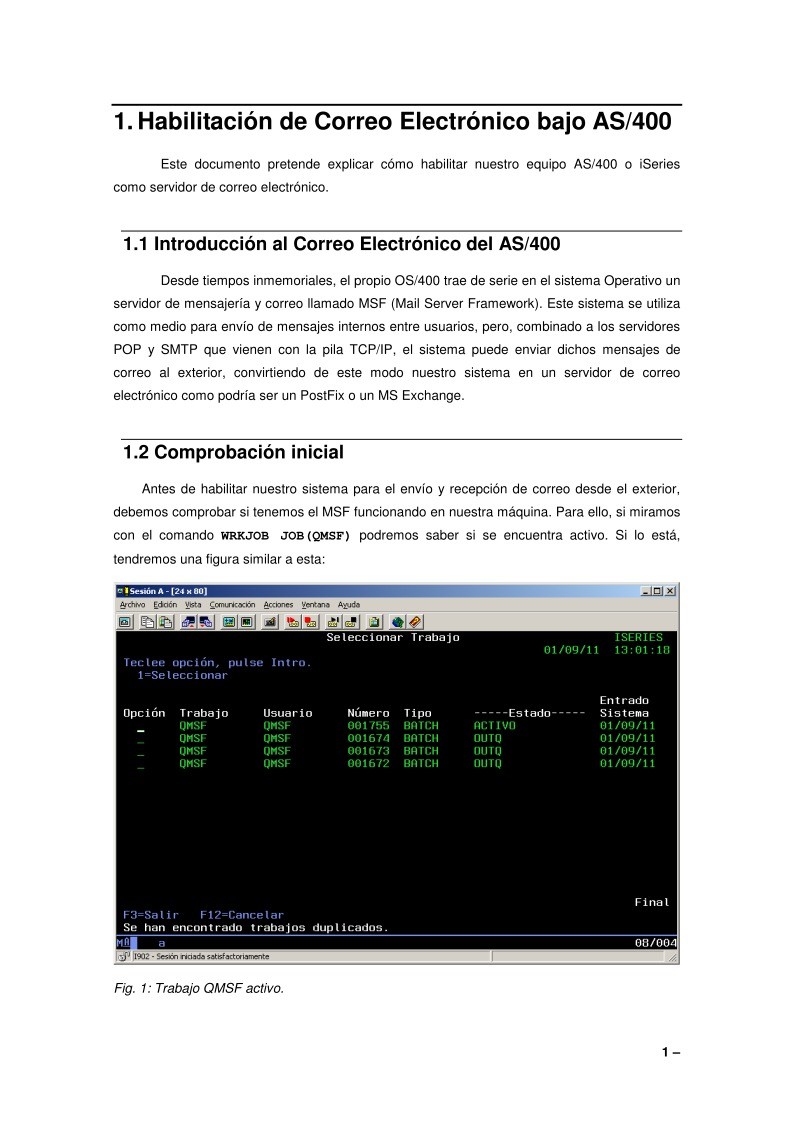 Imágen de pdf Como configurar Correo bajo AS400