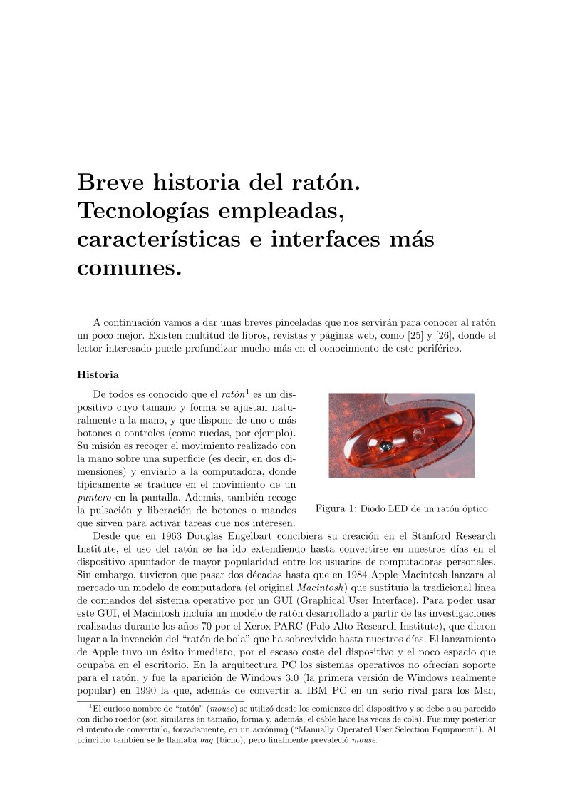 Imágen de pdf Breve historia del ratón. Tecnologías empleadas, características e interfaces más comunes