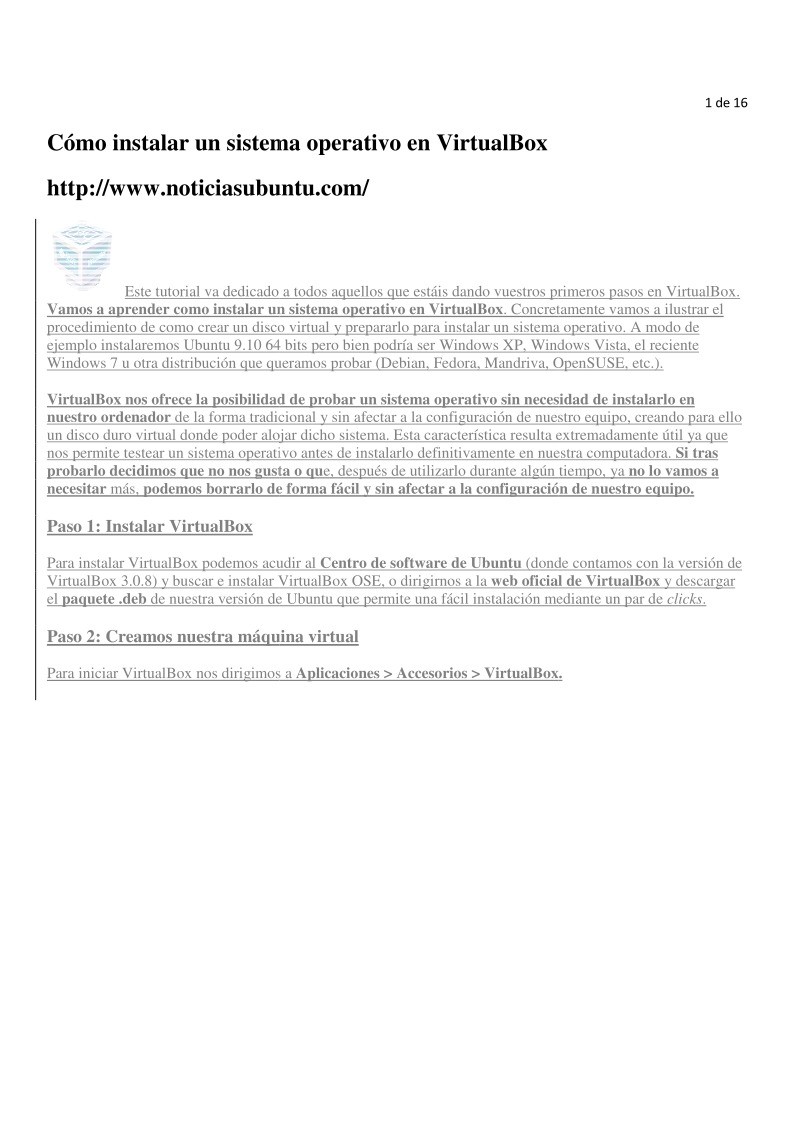 Imágen de pdf Cómo instalar un sistema operativo en VirtualBox