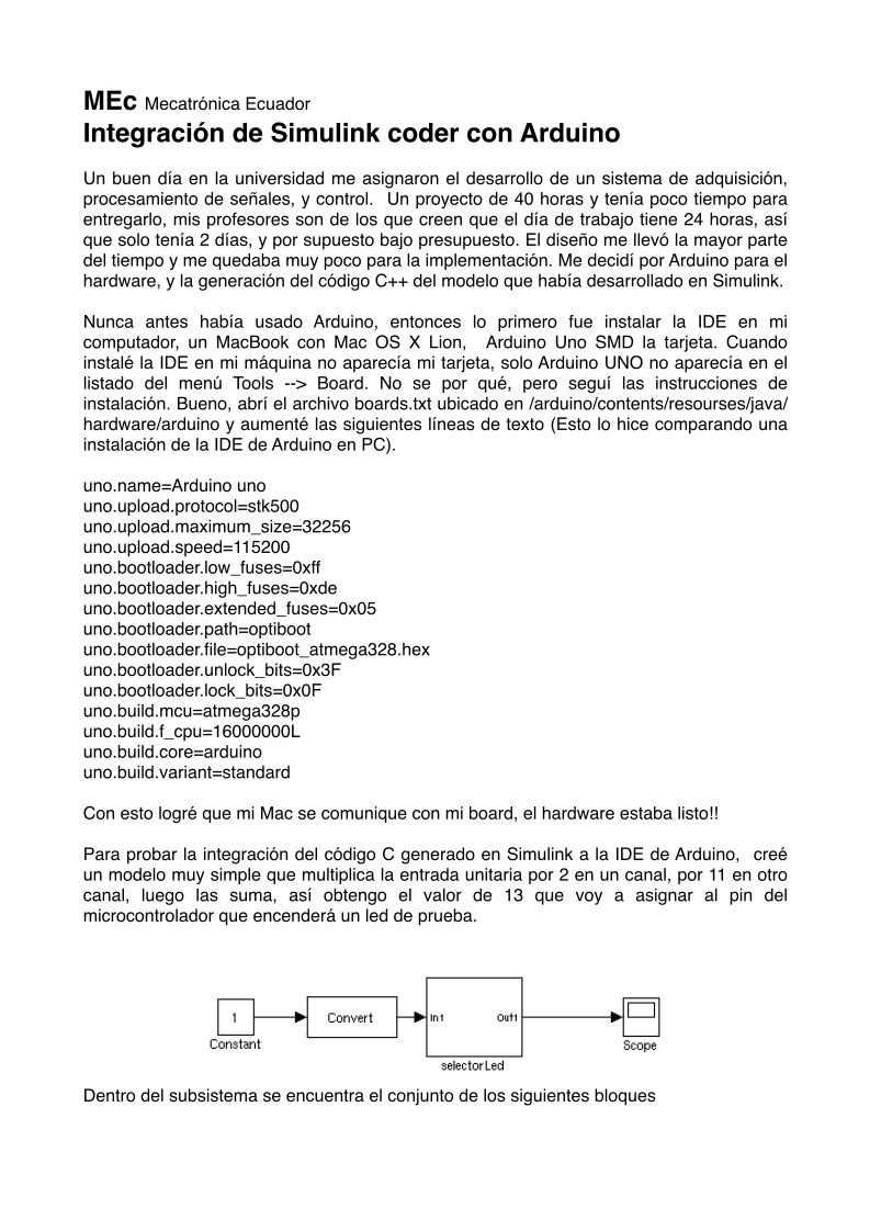 Imágen de pdf Integración de Simulink coder con Arduino