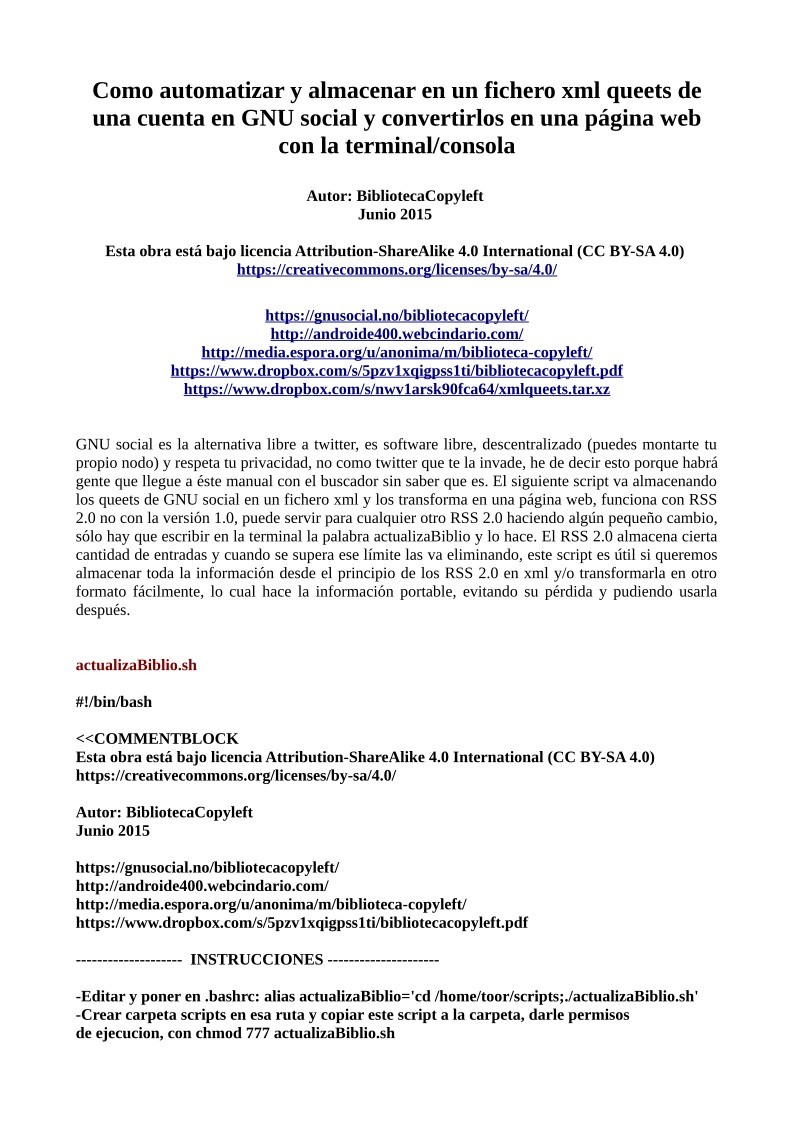 Imágen de pdf Como automatizar y almacenar en un fichero xml queets de una cuenta en GNU social y convertirlos en una página web con la terminal/consola