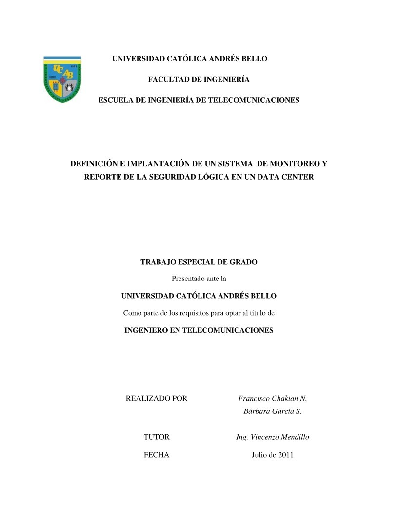 Imágen de pdf Definición e implantación de un sistema de monitoreo y reporte de la Seguridad Lógica en un Data Center