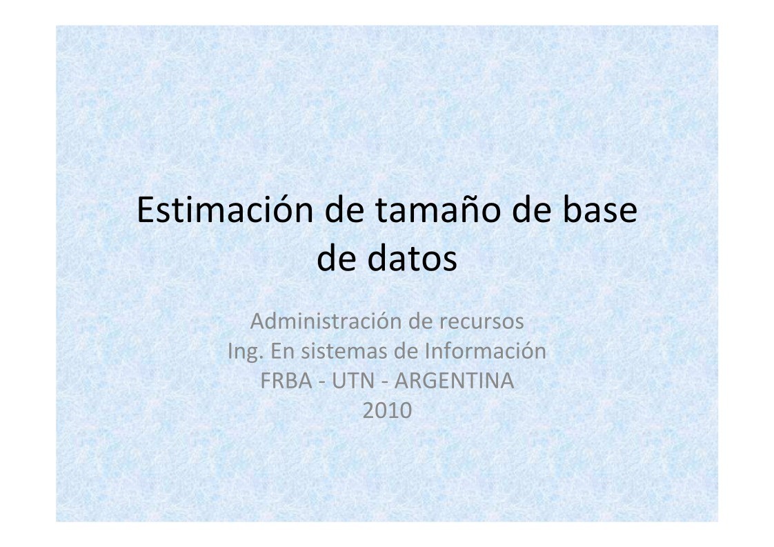Imágen de pdf Estimación de tamaño de base de datos