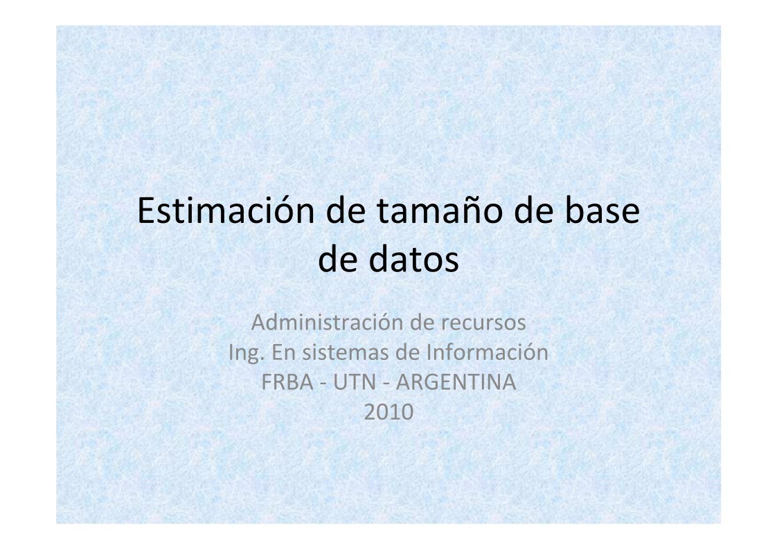 Imágen de pdf Estimación de tamaño de base de datos