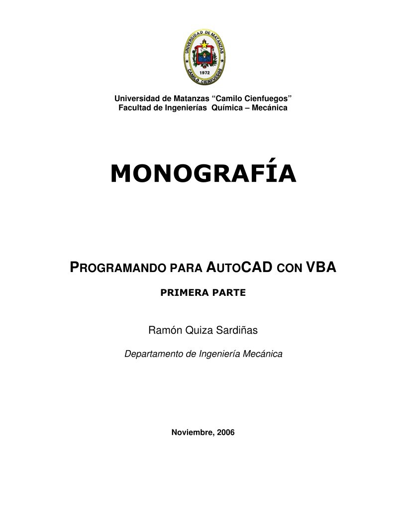 Imágen de pdf Programando para AutoCAD con VBA - Primera parte