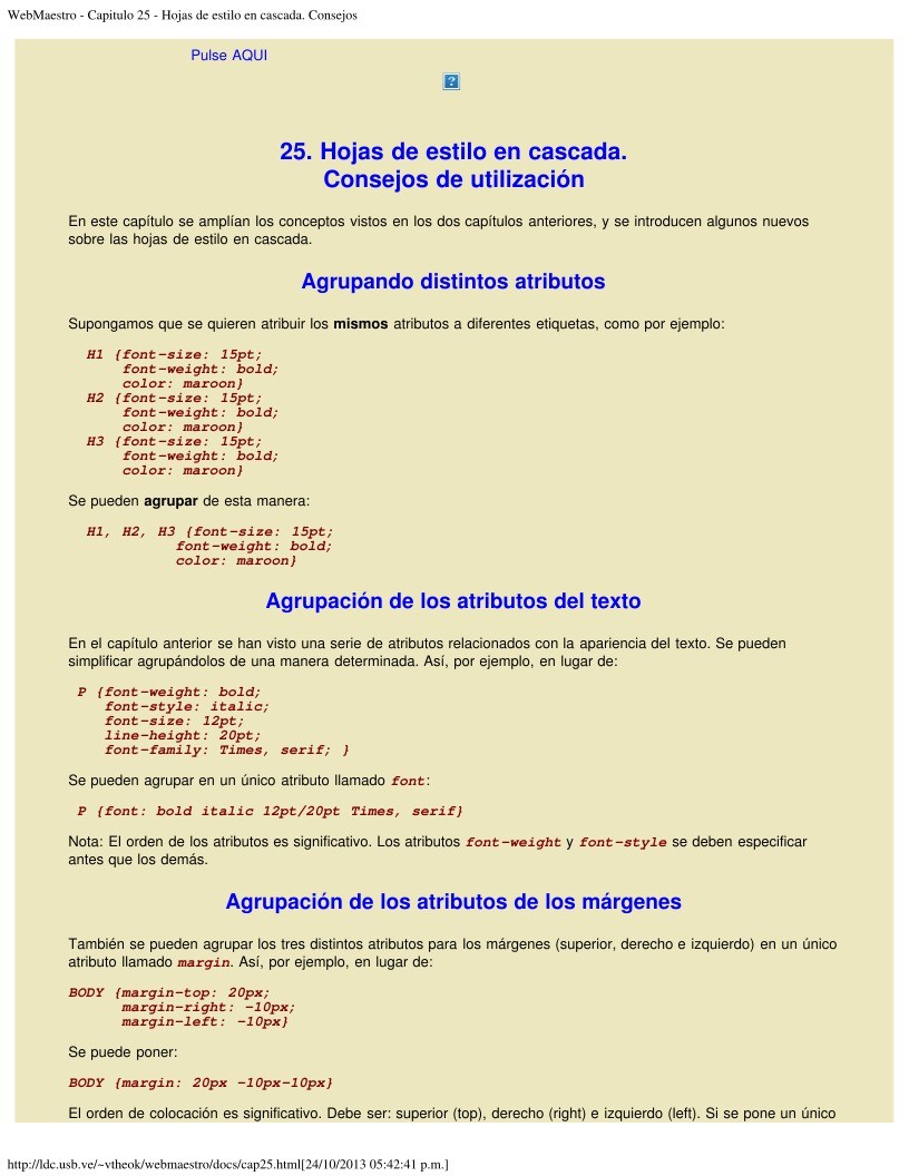 Imágen de pdf Capitulo 25 - Hojas de estilo en cascada. Consejos de utilización