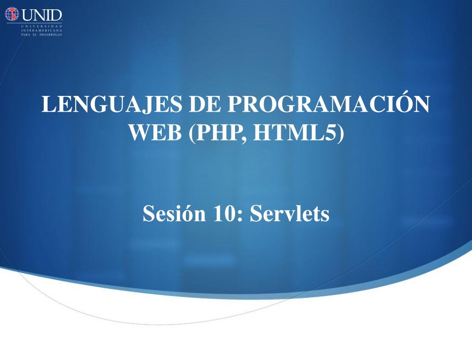 Imágen de pdf Sesión 10: Servlets - lenguajes de programación web (PHP, HTML5)