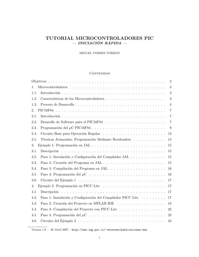 Imágen de pdf Tutorial microcontroladores PIC - Oniciación rápida