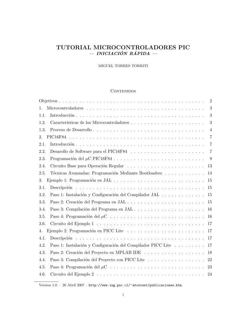 Imágen de pdf Tutorial microcontroladores PIC - Oniciación rápida