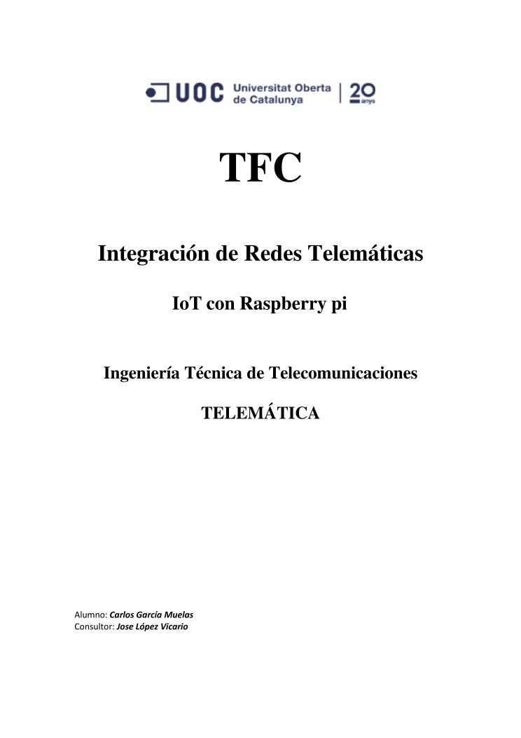 Imágen de pdf Integración de Redes Telemáticas - IoT con Raspberry pi