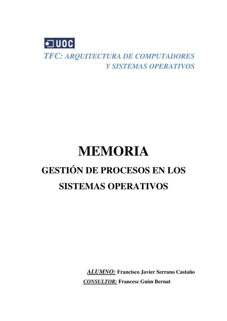 Imágen de pdf Memoria - Gestión de Procesos en los Sistemas Operativos