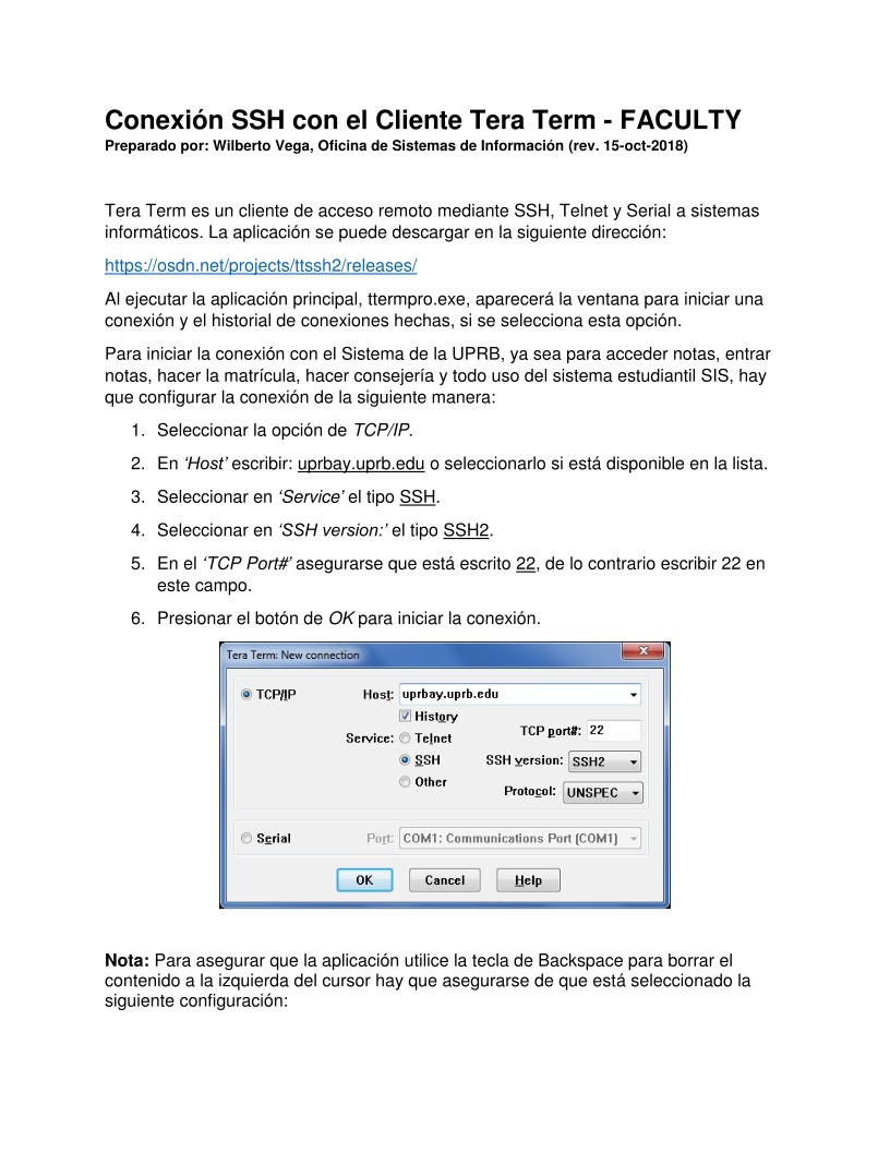 Imágen de pdf Conexión SSH con el cliente Tera Term