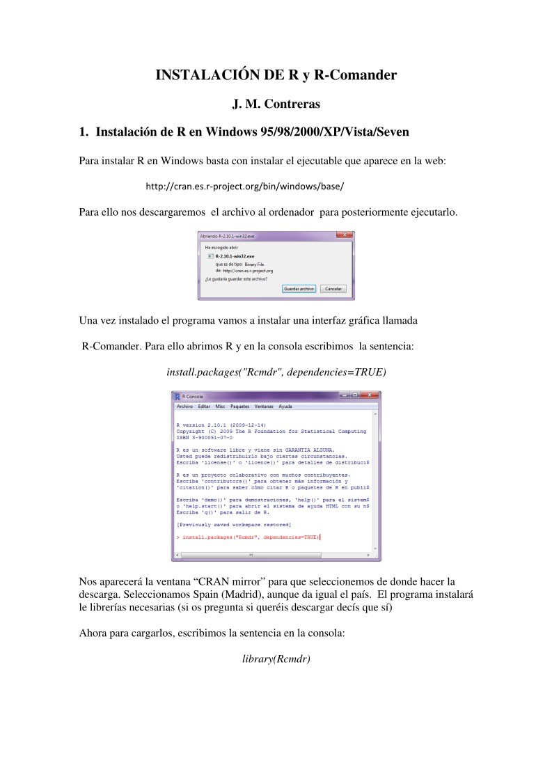 Imágen de pdf Instalación de R y R-Comaneder