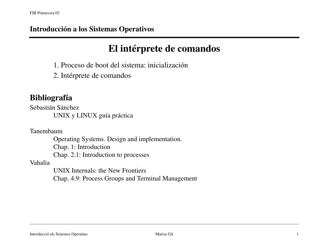 Imágen de pdf El intérprete de comandos - Introducción a los Sistemas Operativos