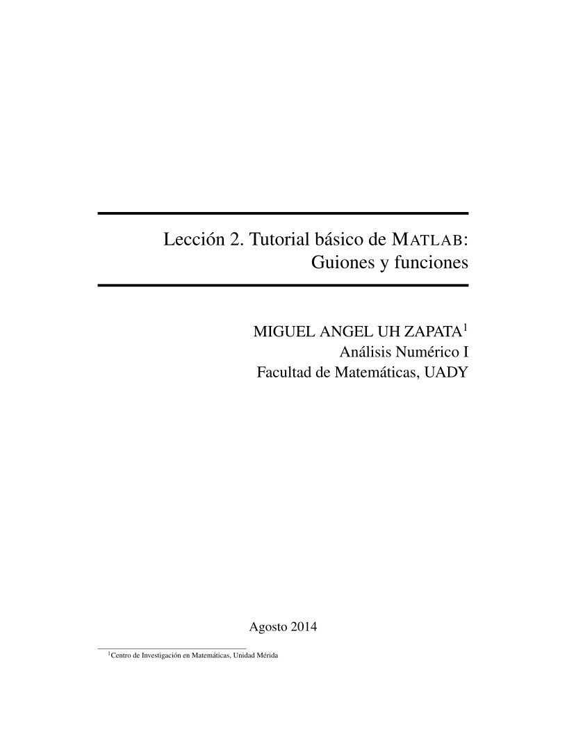 Imágen de pdf Lección 2: Guiones y funciones - Tutorial básico de MATLAB