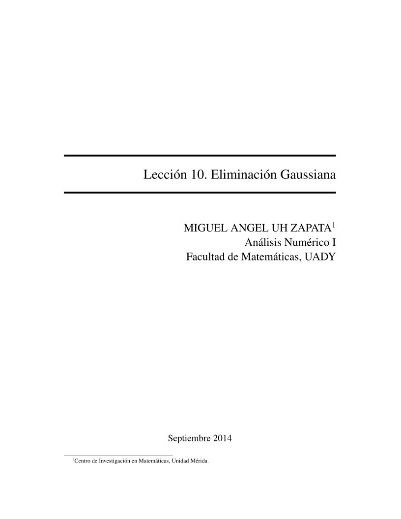 Imágen de pdf Lección 10: Eliminación Gaussiana - Tutorial básico de MATLAB