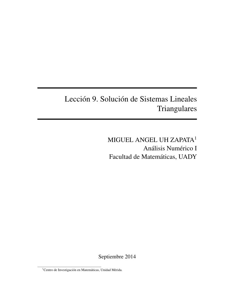 Imágen de pdf Lección 9: Solución de Sistemas Lineales Triangulares - Tutorial básico de MATLAB