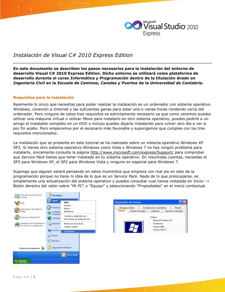 Imágen de pdf Instalar Visual C# 2010 Express