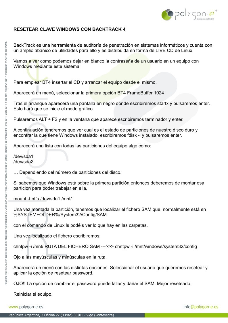 Imágen de pdf Resetear clave Windows con BackTrack 4