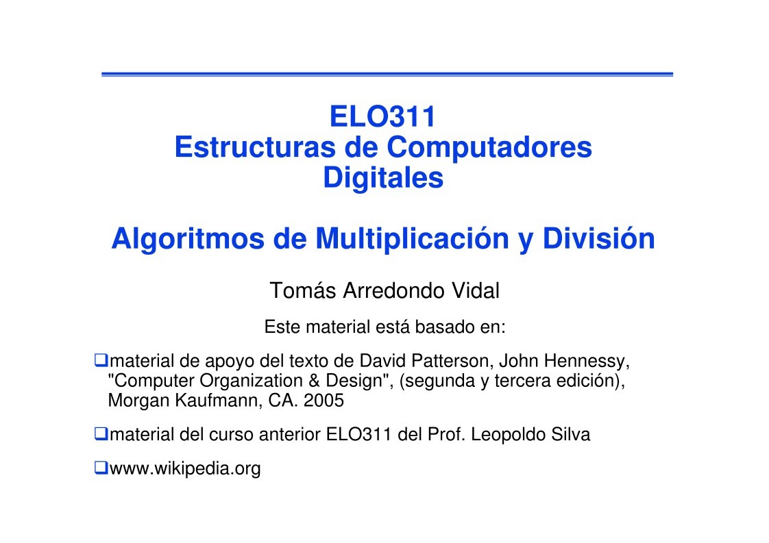 Imágen de pdf Algoritmos de Multiplicación y División