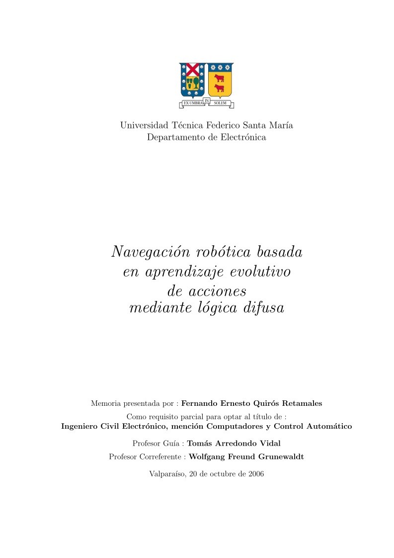 Imágen de pdf Navegación robótica basada en aprendizaje evolutivo de acciones mediante lógica difusa