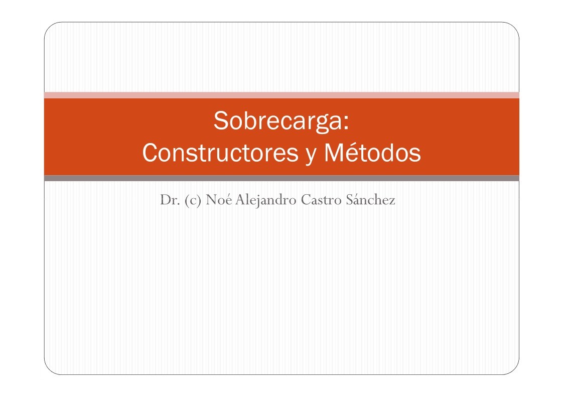 Imágen de pdf Sobrecarga: Constructores y Métodos