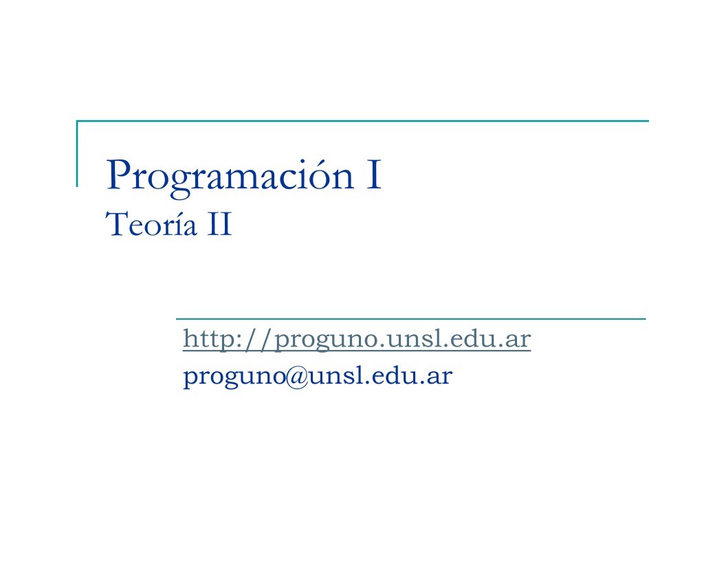 Imágen de pdf Programación I - Teoría II